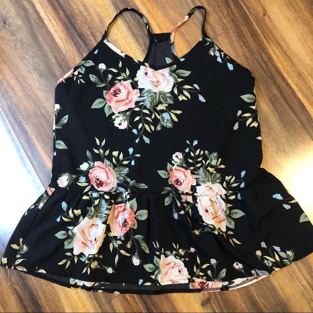 Floral tank top; Size L (fits more like Medium)